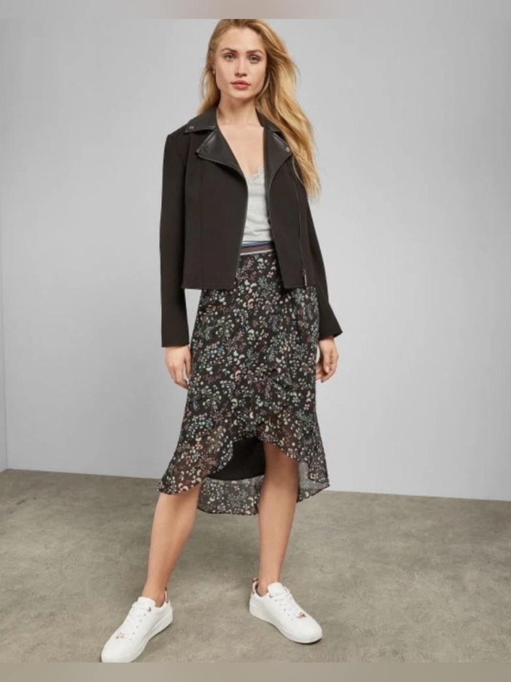 TED BAKER London Kassiia Hazel Floral Ruffle Faux Wrap Skirt Size 2 / US 4-6
